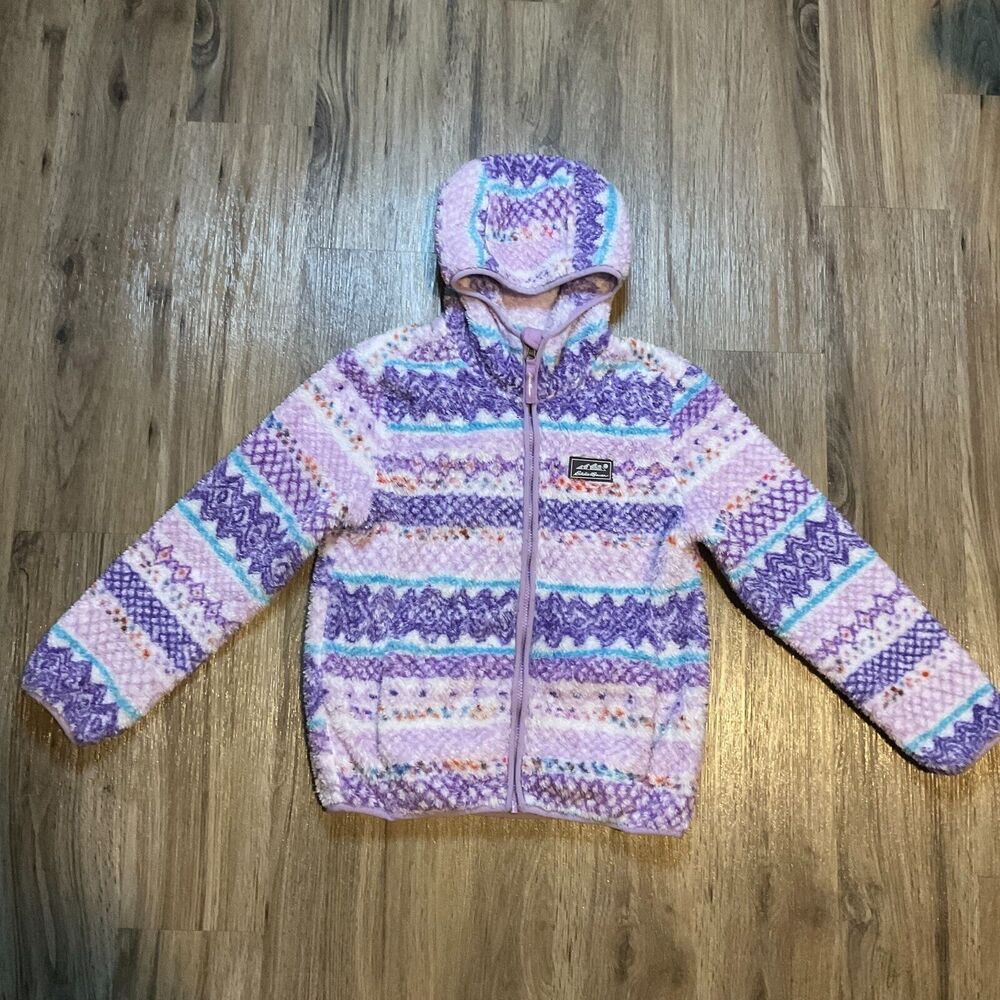 Eddie Bauer Kids Quest Plush Sherpa Fleece Hooded Jacket Size Medium‎ 10/12